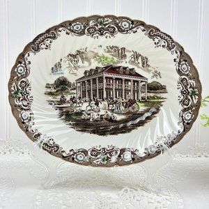 Heritage Hall Southern Plantation Ironstone Oval Serving Bowl Vintage England